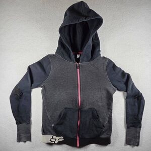 Fox Racing Womens Small Grey Black Pink Full-Zip Hooded Motocross Hoodie Flaws